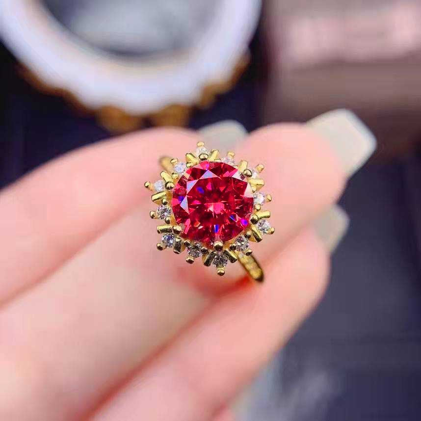 Fashion Plated 18k Ring Snowflake Full Diamond Open Copper Ring