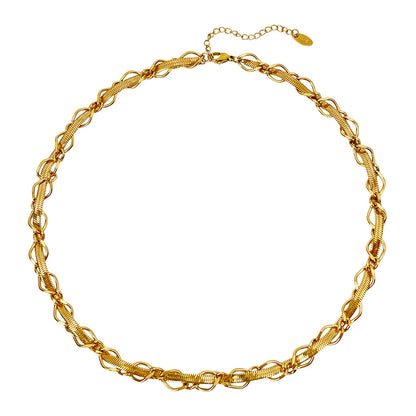 Hipster Jewelry Titanium Steel Gold Necklace Bracelet Set