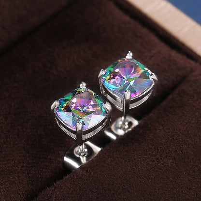 Fashion Square Zircon Geometric Copper Earrings Wholesale