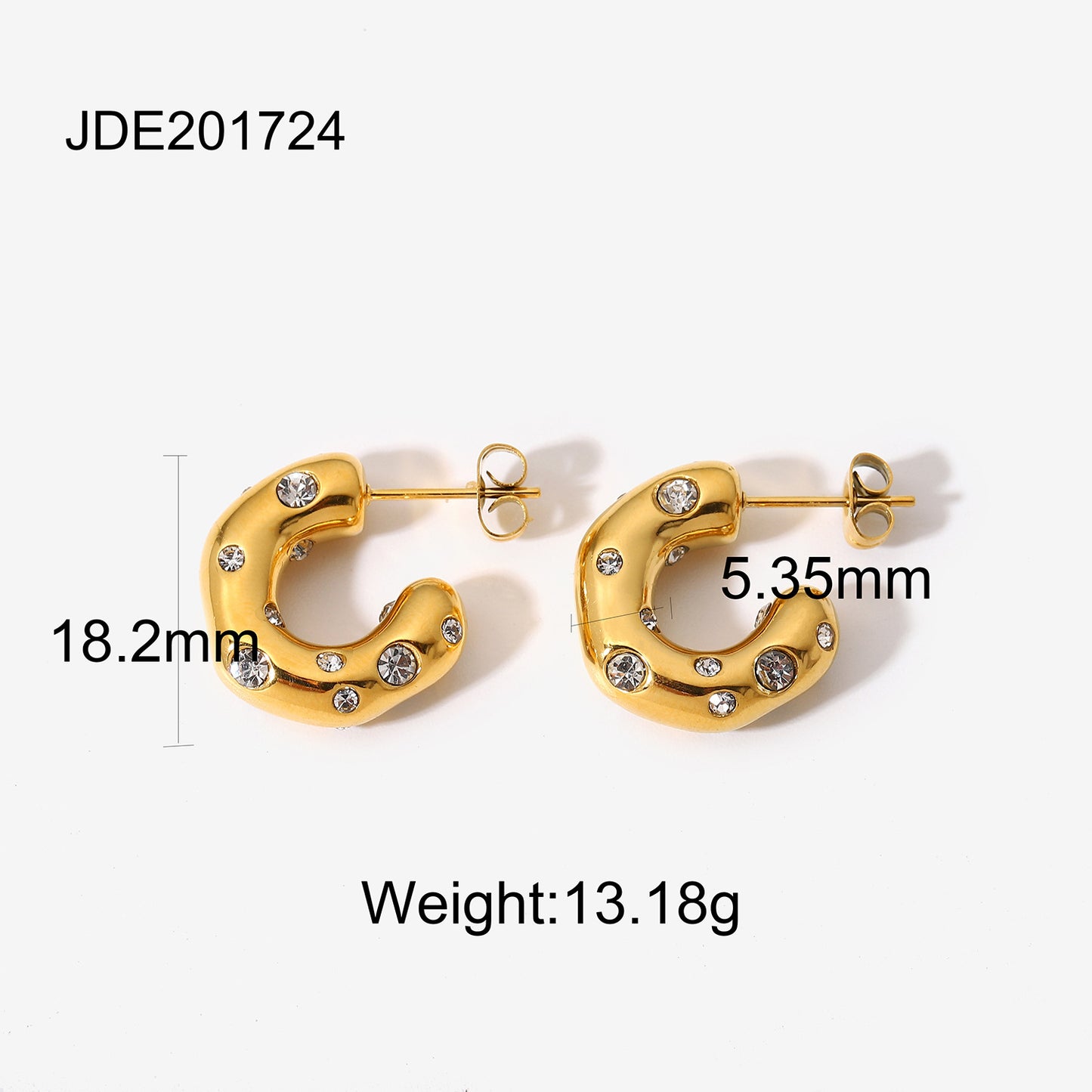 Fashion Geometric Plating Stainless Steel Zircon Gold Plated Earrings