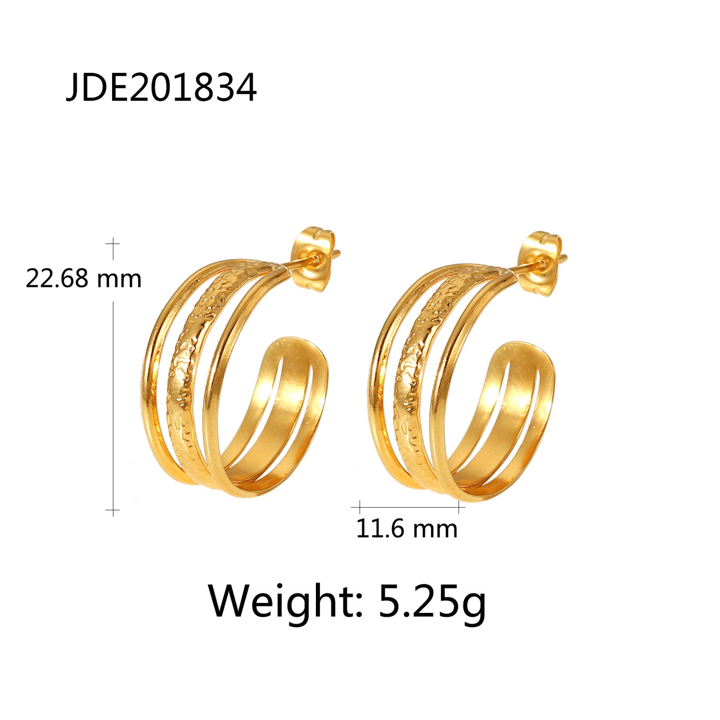 Fashion 18k Gold-plated Stainless Steel Hoop Chain C-shaped Earrings