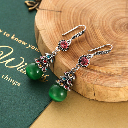 Vintage Alloy Hook Opal Ethnic Peacock Earrings Wholesale