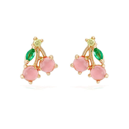 Fruit Vegetable Stud 18k Real Gold Color Zirconium Copper Earrings