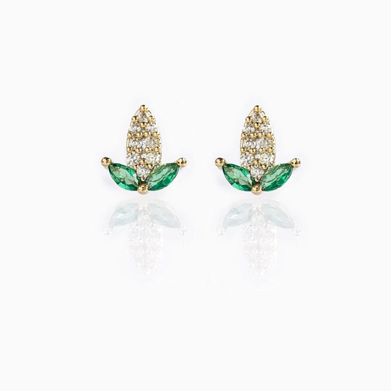 Fruit Vegetable Stud 18k Real Gold Color Zirconium Copper Earrings