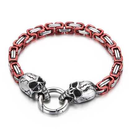 New Hip-hop Pattern Chain Skull Head Titanium Steel Hollow Thick Bracelet