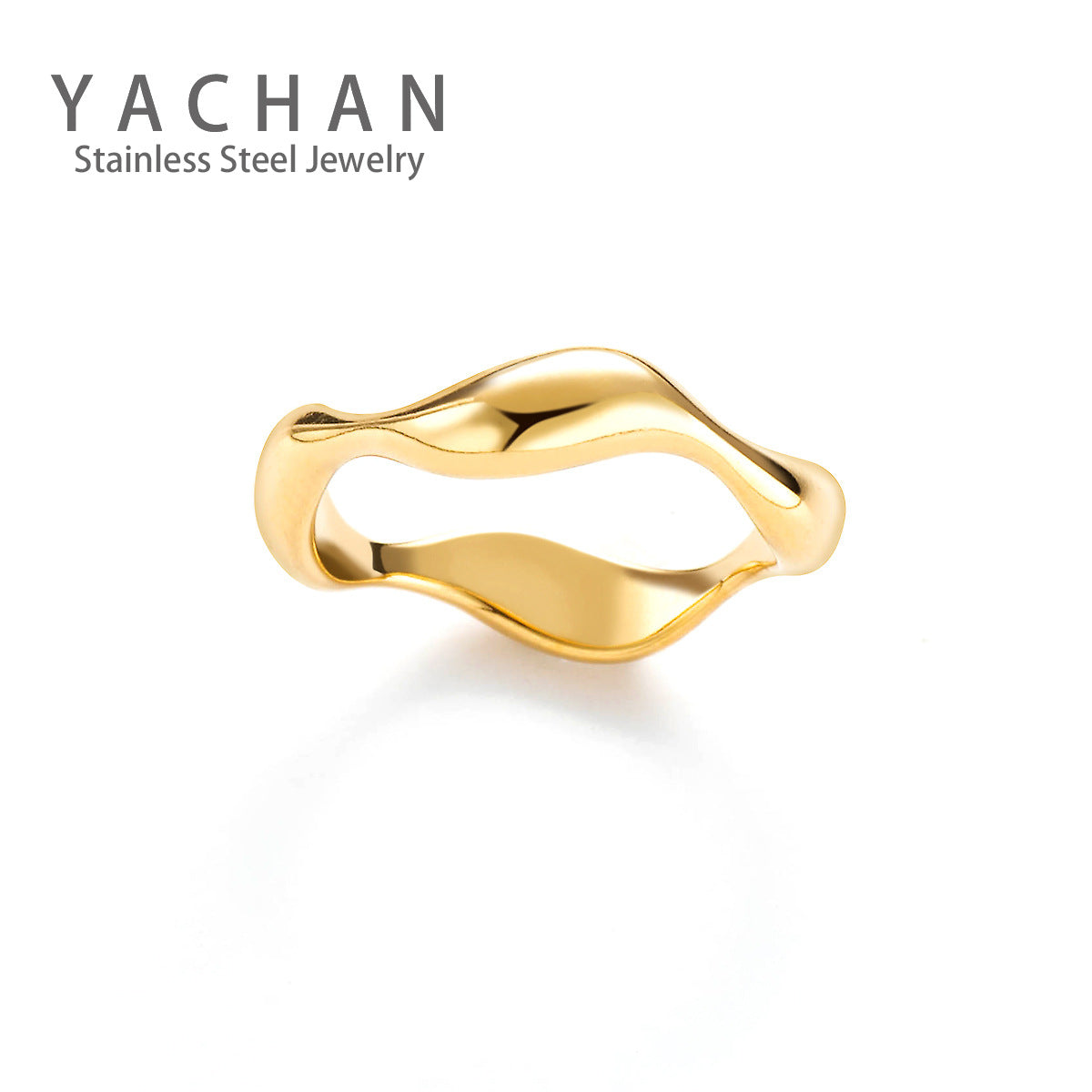 Fashion Glossy 14k Gold Titanium Steel Women's Ring Multi-piece Jewelry