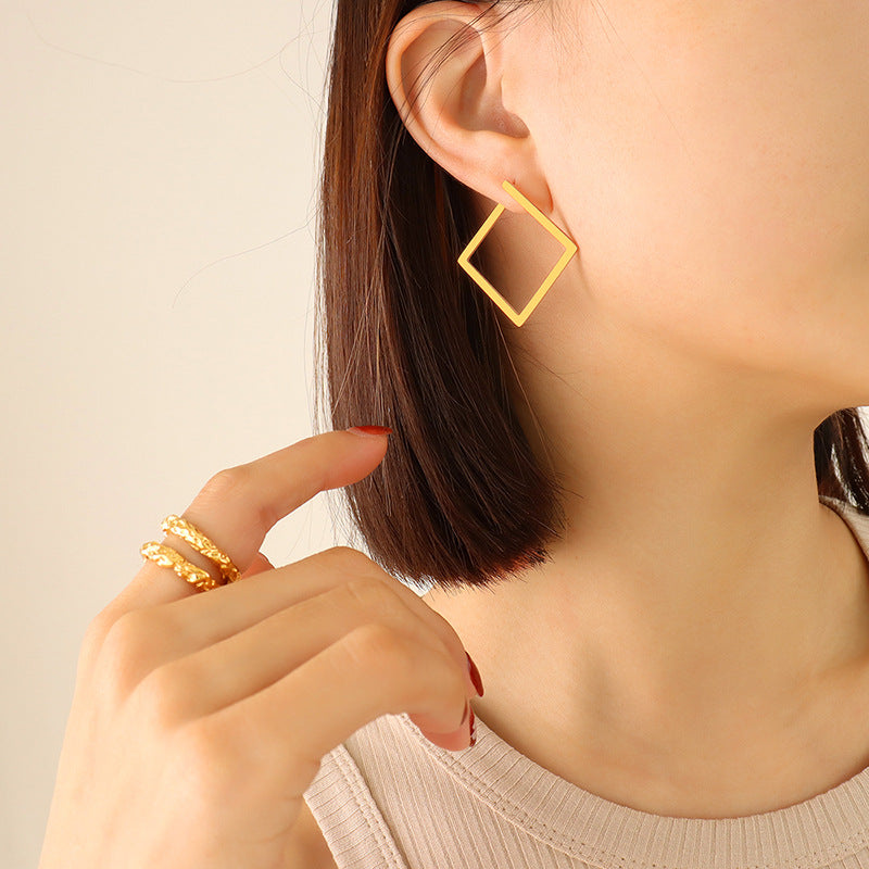 Fashion Simple Geometric Titanium Steel Three-layer Earrings Wholesale