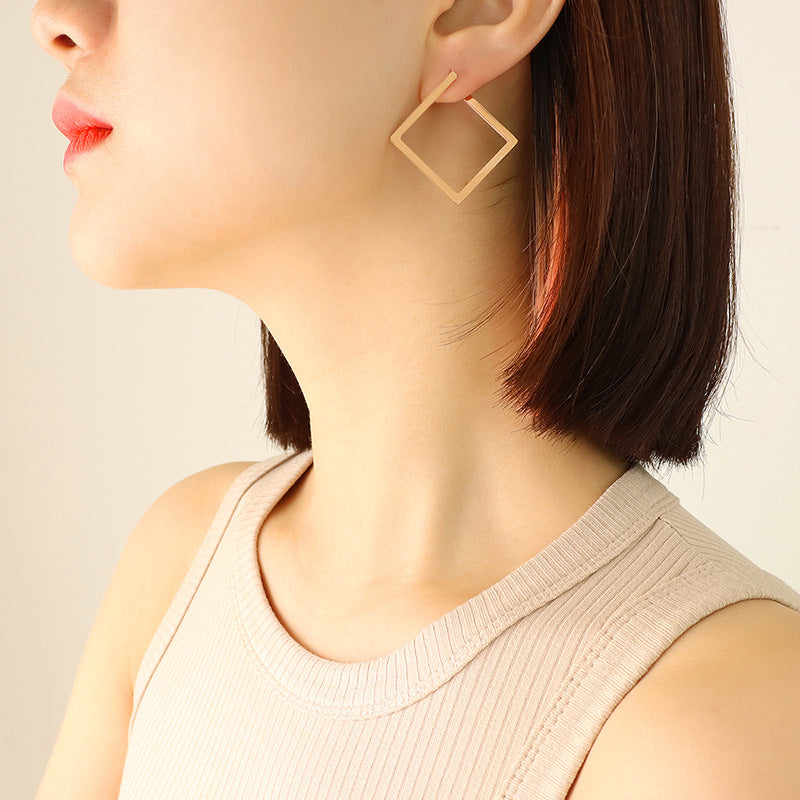 Fashion Simple Geometric Titanium Steel Three-layer Earrings Wholesale