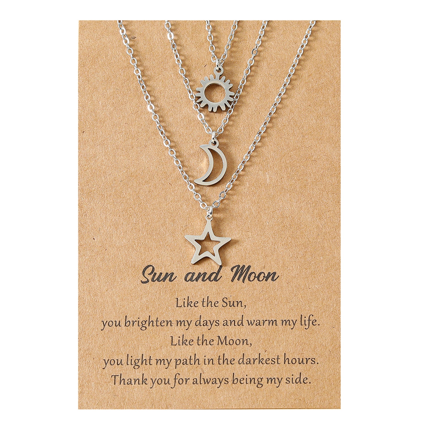 New Hollow Sun Moon And Star Pendent Card Alloy Necklace