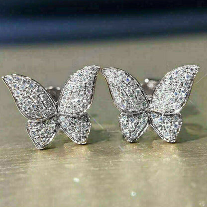 Fashion Earrings Micro-encrusted Zircon Butterfly Copper Earrings