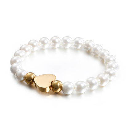 Card Wheel Korean New Shell Pearl Bracelet Love Stainless Steel Bracelet Creative Style Women's Bracelet Wholesale