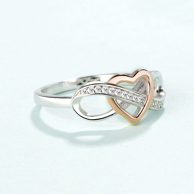 Simple Style Heart Shape Sterling Silver Inlay Zircon Rings