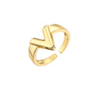 Fashion 18k Gold-plated V Letter Glossy Oil Drop Open Copper Ring