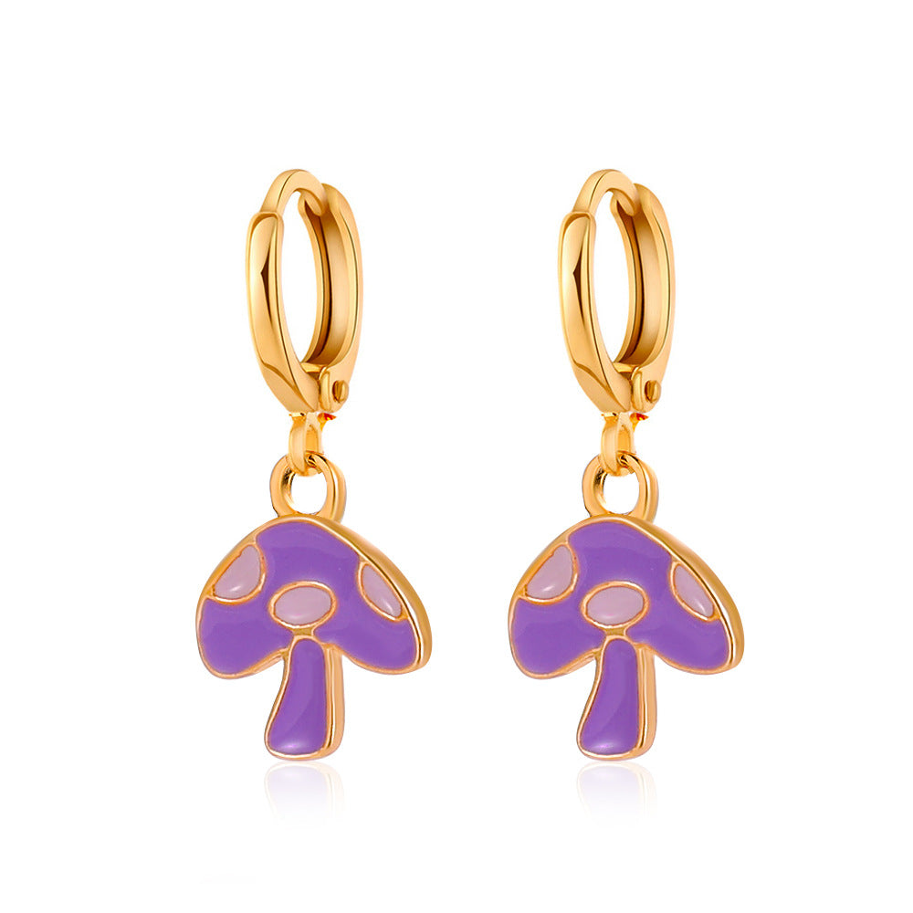 1 Pair Retro Mushroom Butterfly Alloy Drop Earrings