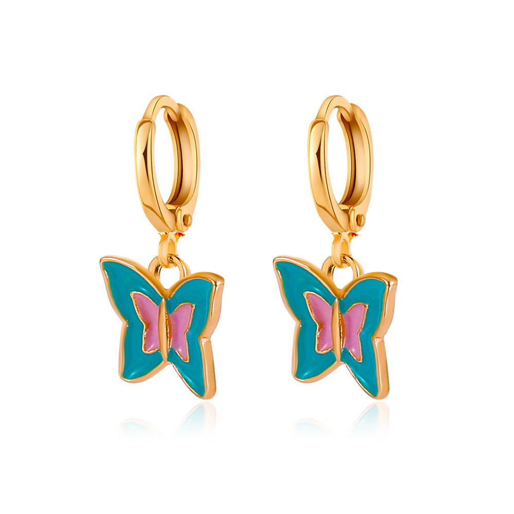 1 Pair Retro Mushroom Butterfly Alloy Drop Earrings