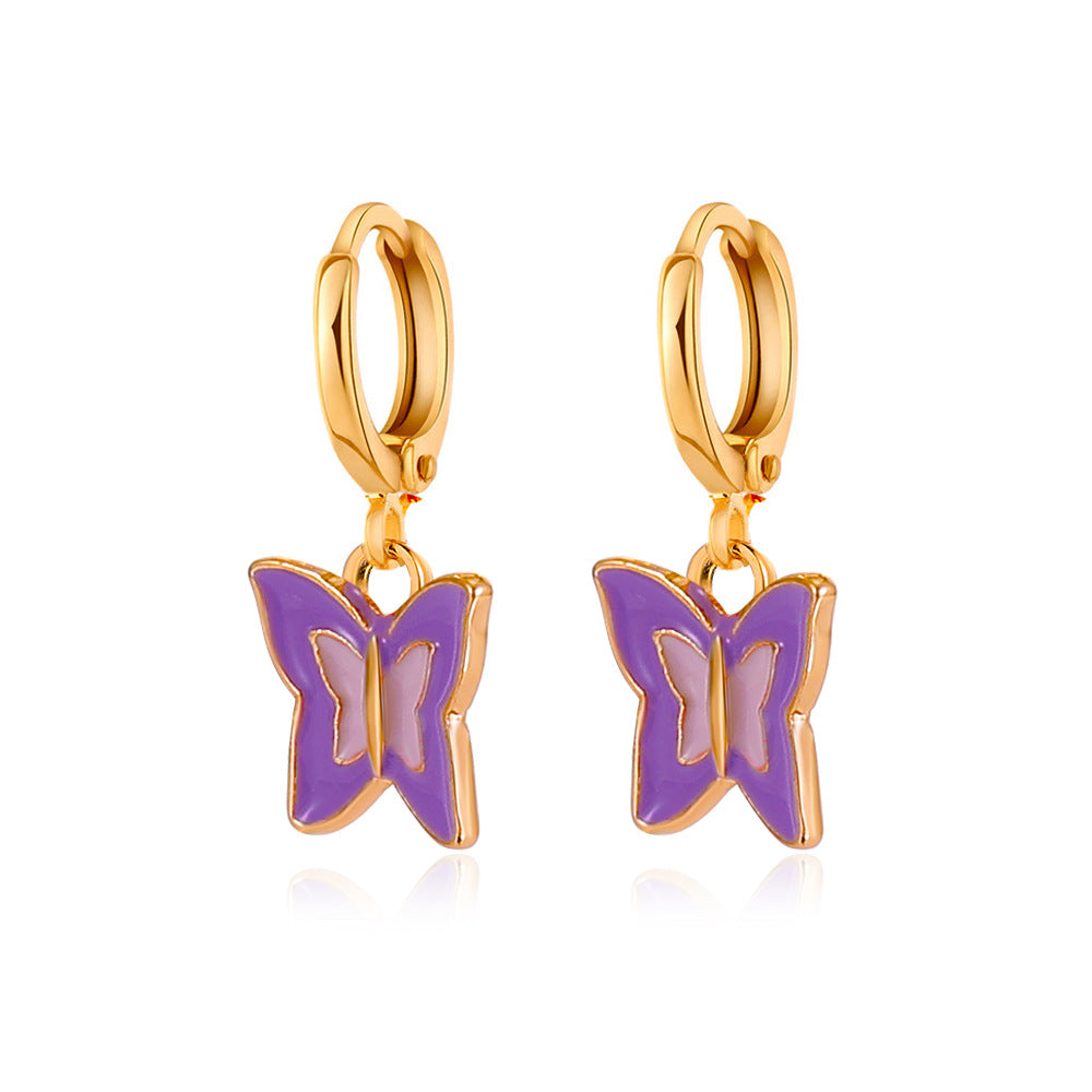 1 Pair Retro Mushroom Butterfly Alloy Drop Earrings