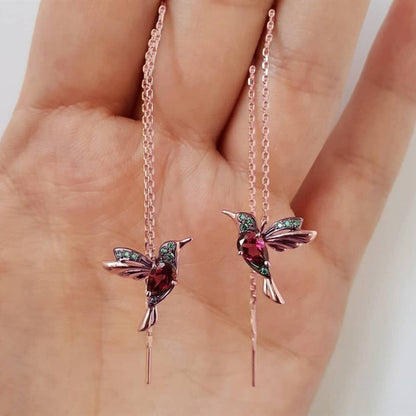 Fashion Bird Shaped Copper Inlaid Zircon Copper Earrings Wholesale