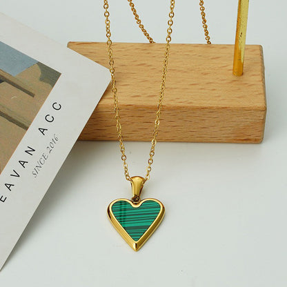 Heart Shaped Enamel Fashion Retro Pendant Simple Titanium Steel Clavicle Necklace