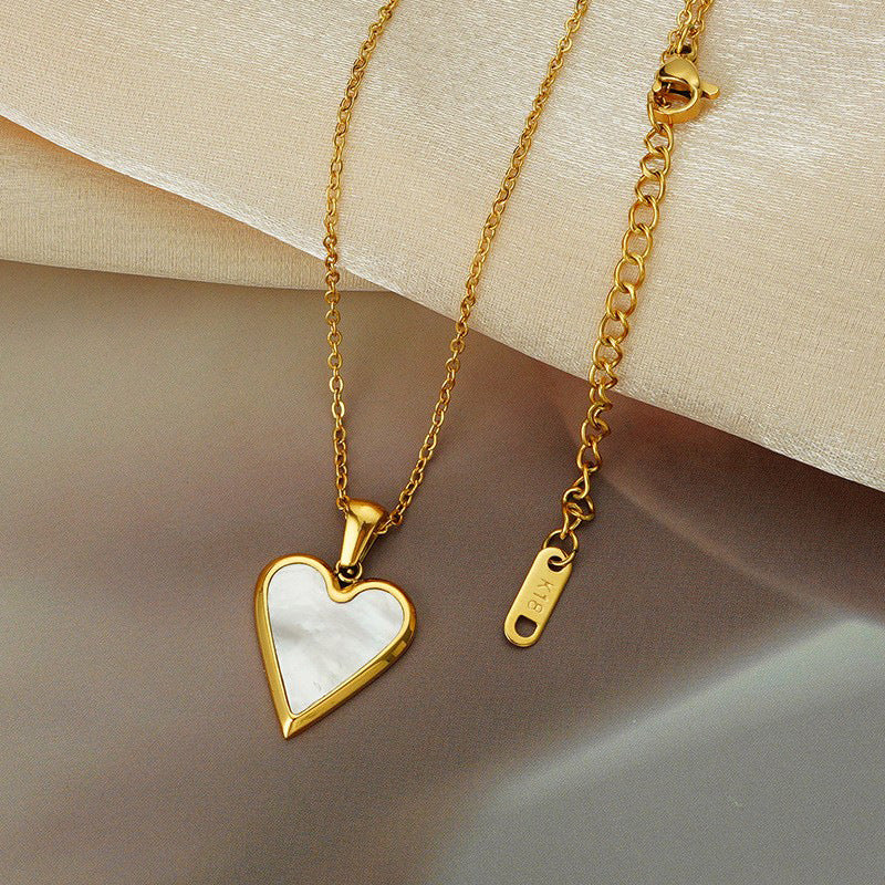 Heart Shaped Enamel Fashion Retro Pendant Simple Titanium Steel Clavicle Necklace