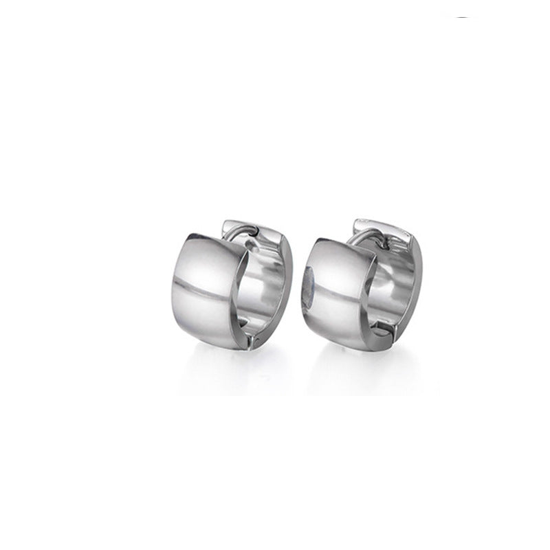 Simple Geometric Plain Titanium Steel Metal Hoop Earrings Wholesale