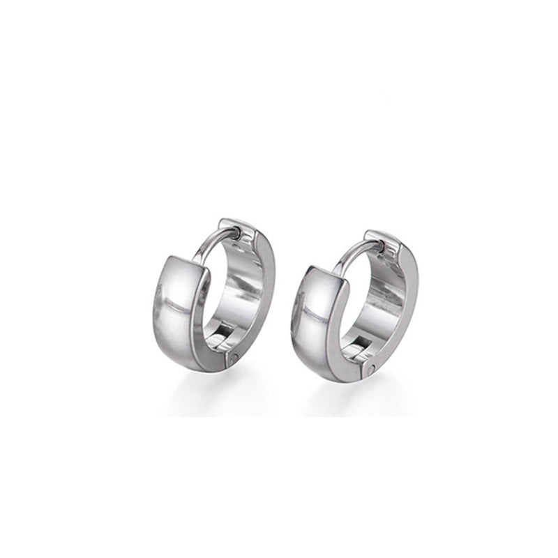 Simple Geometric Plain Titanium Steel Metal Hoop Earrings Wholesale