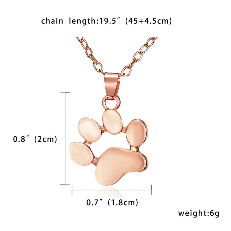 Cute Cat Paw Pendant Necklace Fashion Footprint Alloy Necklace