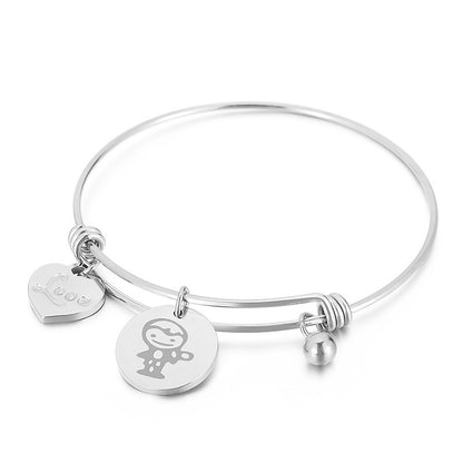 Fashion Simple Retractable Stainless Steel Heart-shaped Couple Bracelet