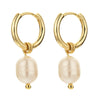 New Copper Electroplating 14k Real Gold Freshwater Pearl Drop Earrings