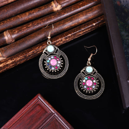 1 Pair Ethnic Style Sun Alloy Plating Inlay Beads Women's Drop Earrings