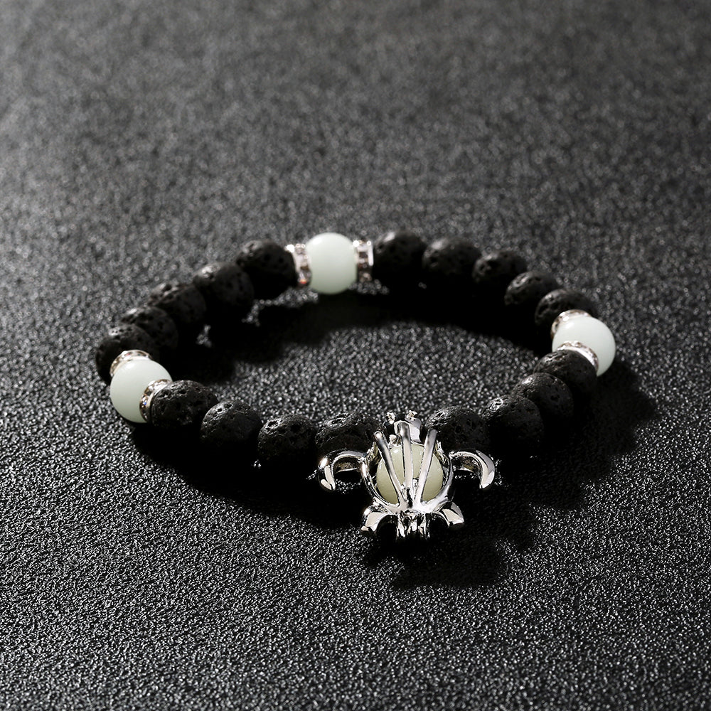 New Fashion Jewelry Turtle Pendant Black Volcanic Beads Luminous Elastic Alloy Bracelet