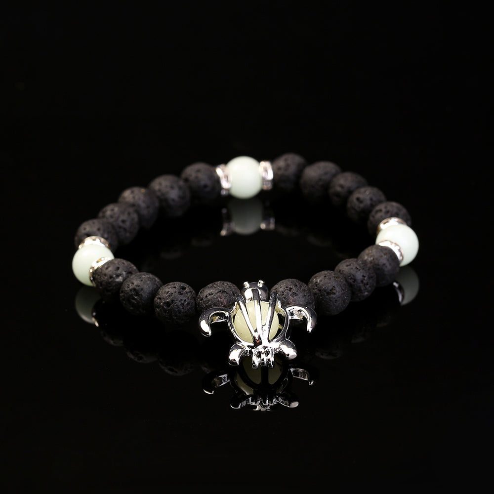 New Fashion Jewelry Turtle Pendant Black Volcanic Beads Luminous Elastic Alloy Bracelet