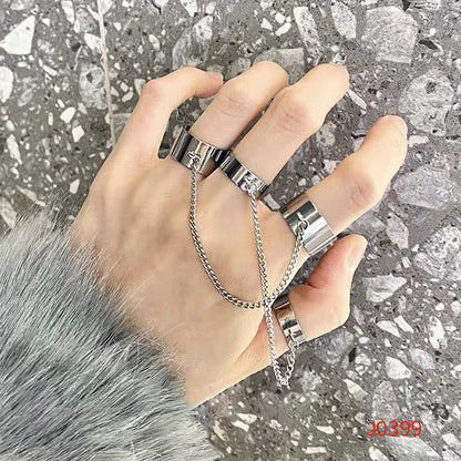 European And American Punk Plain Tassel Chain Fashion Trend One-piece Ring Two-piece Set