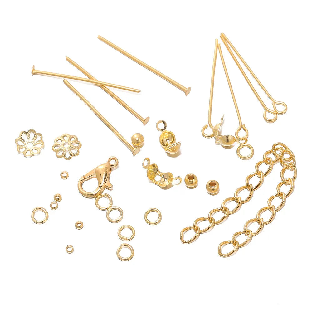 15 Grid Gold And Silver Set Lobster Buckle Nine-Word Needle Single Ring Flower Holder Extension Chain Diy Homemade Bracelet Material Accessories