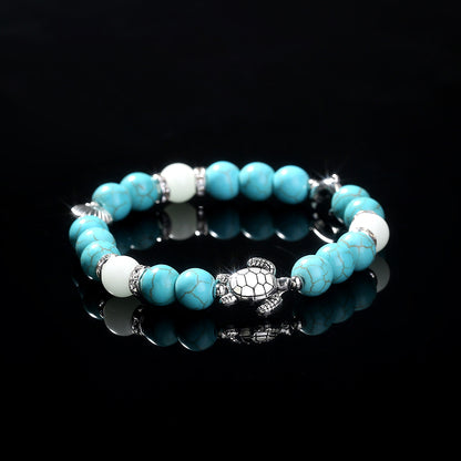 Fashion Turtle Scallop Fish Beaded Blue Turquoise Sky Blue Luminous Bracelet