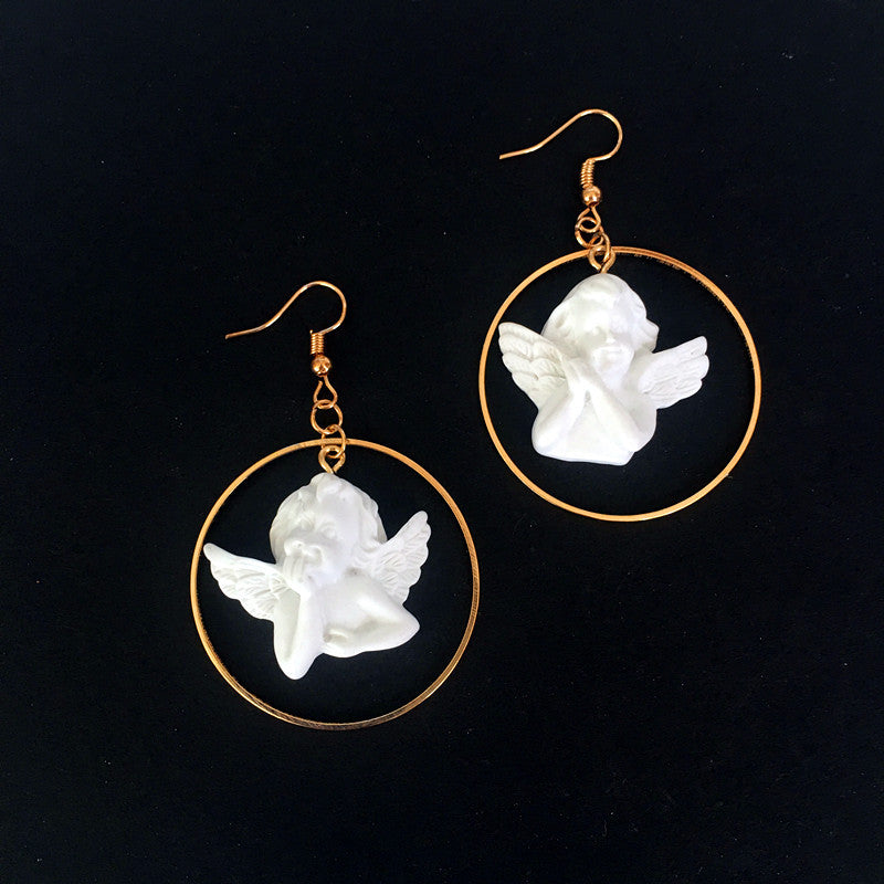 Cute Cupid Archery Angel Plaster Asymmetric Earrings Wholesale