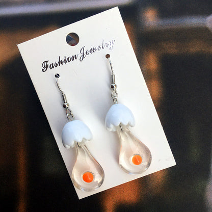 Creative Funny Simulation Egg White Yolk Earrings Wholesale