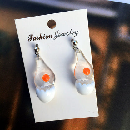 Creative Funny Simulation Egg White Yolk Earrings Wholesale