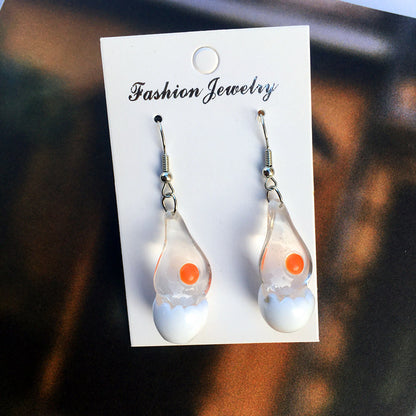 Creative Funny Simulation Egg White Yolk Earrings Wholesale