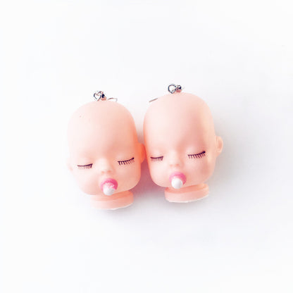 Funny Cute Doll Head Geometric Drop Earrings Wholesale