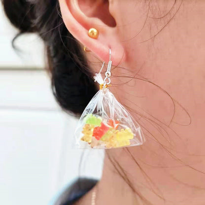 Creative Simulation Food Mini Jelly Bear Candy Drop Earrings