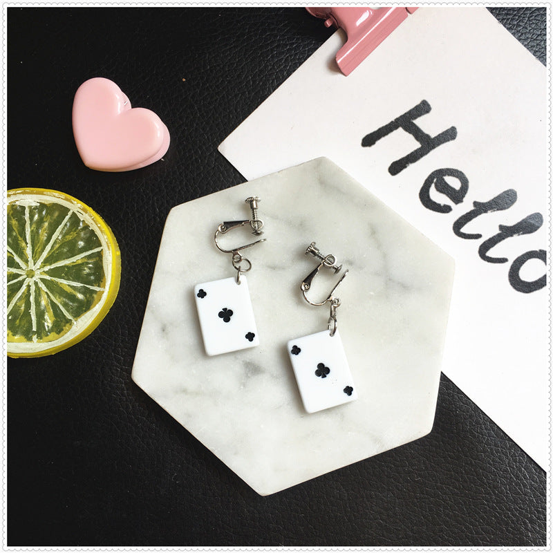 Creative Funny Playing Card Cute Earrings Wholesale