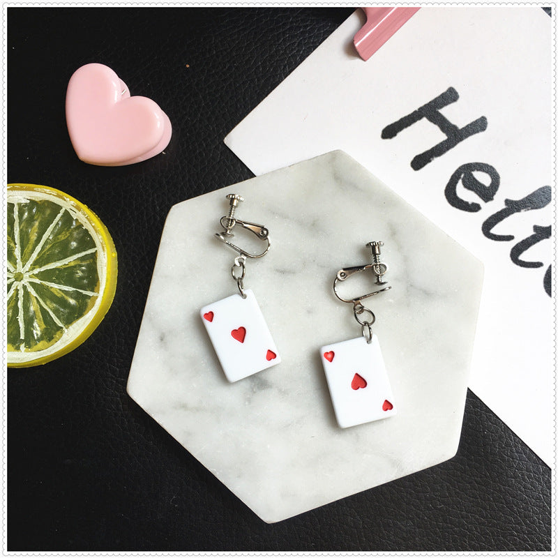 Creative Funny Playing Card Cute Earrings Wholesale