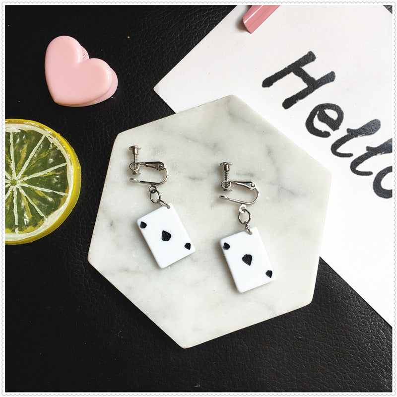 Creative Funny Playing Card Cute Earrings Wholesale