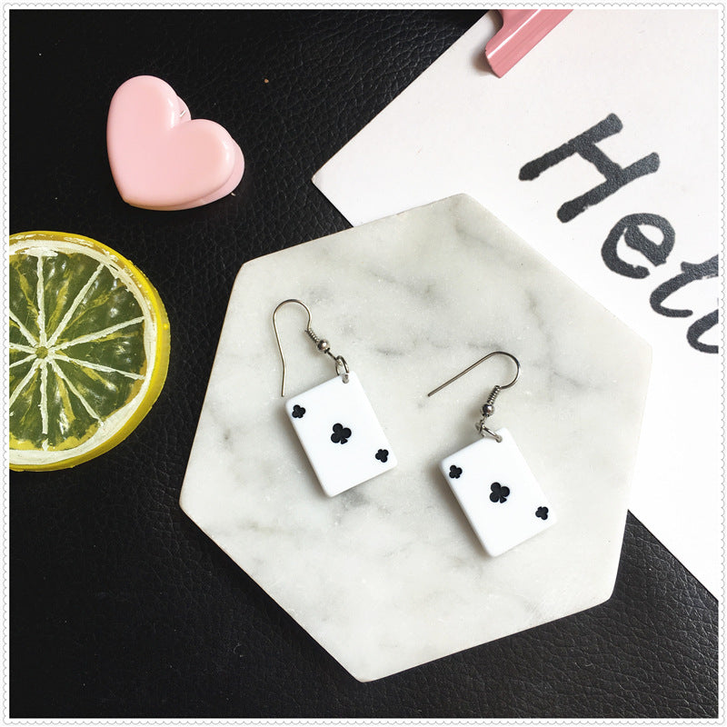 Creative Funny Playing Card Cute Earrings Wholesale