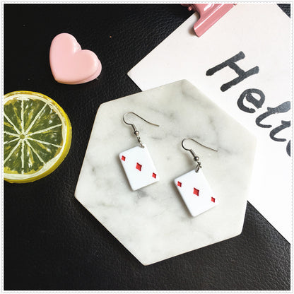 Creative Funny Playing Card Cute Earrings Wholesale