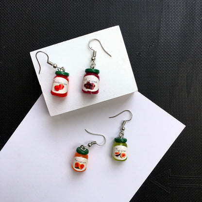 Creative Fun Jam Drink Bottle Drop Earrings Wholesale