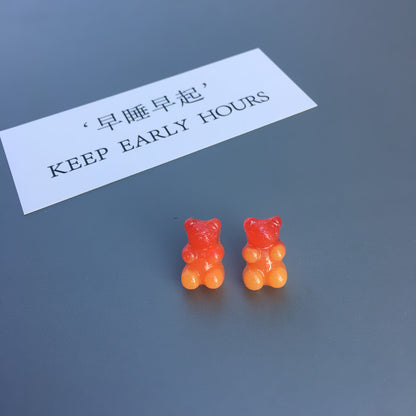 New Bear Gradient Cute Candy Color Stud Earrings Wholesale