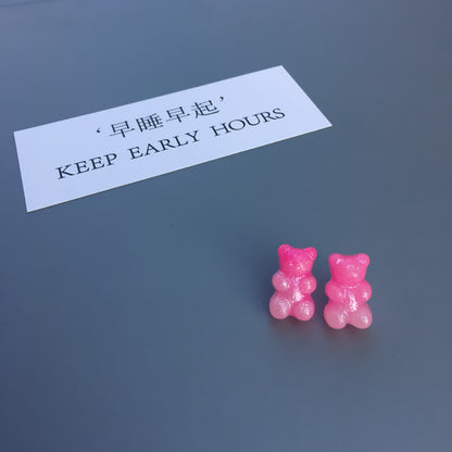 New Bear Gradient Cute Candy Color Stud Earrings Wholesale