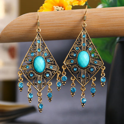 Ethnic Hollow Geometric Diamond Fashion Drop Earrings Wholesale