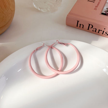 Fashion Pink Earrings Geometric Earrings Simple Alloy Earrings